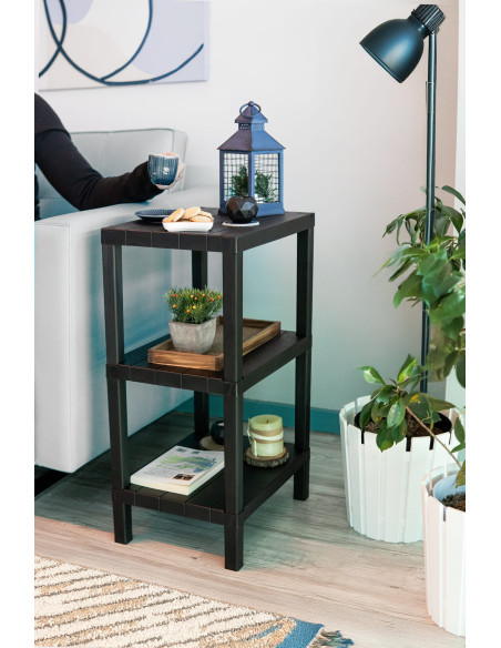 Estante plástico negro 3 niveles 39x23x65,7cm