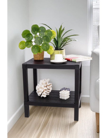 Estante plástico negro 2 niveles 39x23x39cm