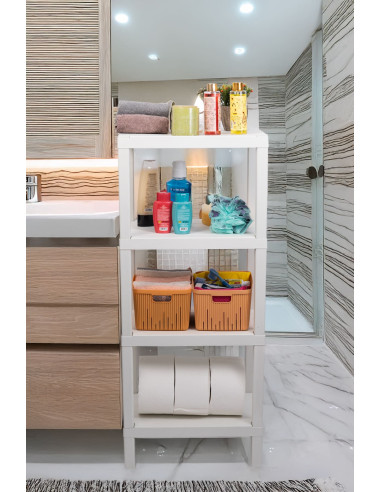 Estante plástico blanco 4 niveles 39x23x92,3cm