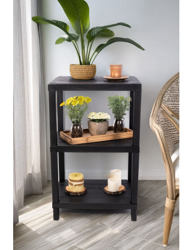 Estante plástico negro 3 niveles 39x23x65,7cm