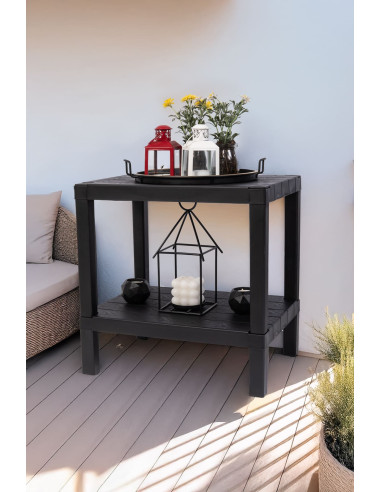 Estante plástico negro 2 niveles 39x23x39cm