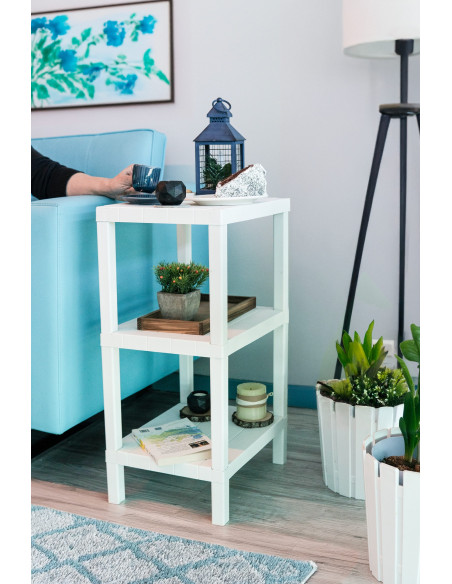 Estante plástico blanco 3 niveles 39x23x65,7cm