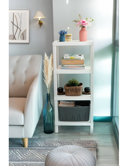 Estante plástico blanco 4 niveles 39x23x92,3cm