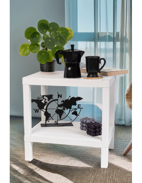 Estante plástico blanco 2 niveles 39x23x39cm