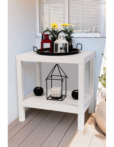 Estante plástico blanco 2 niveles 39x23x39cm