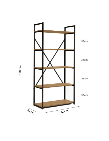 Estante Industrial Novi 5 Niveles - Estilo Moderno para Living