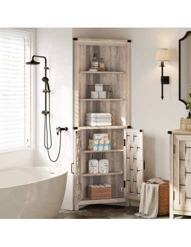 Estante Esquinero Vinh Gris - Diseño Rústico y Contemporáneo