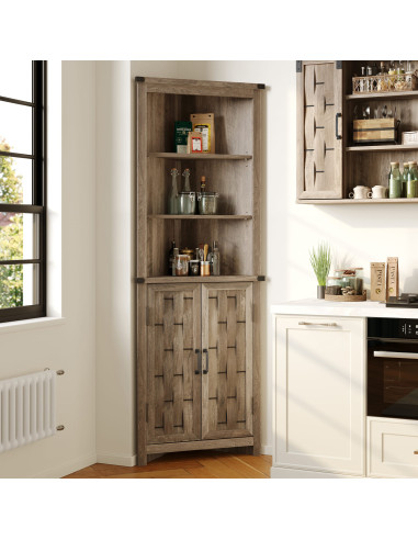 Estante Esquinero Vinh Café - Diseño Rústico y Contemporáneo