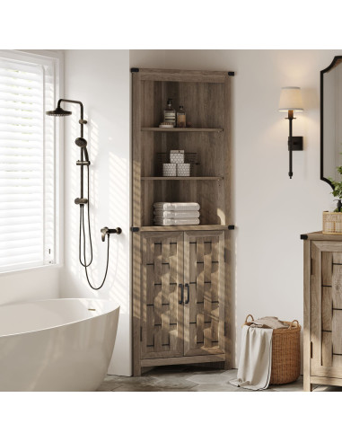 Estante Esquinero Vinh Café - Diseño Rústico y Contemporáneo