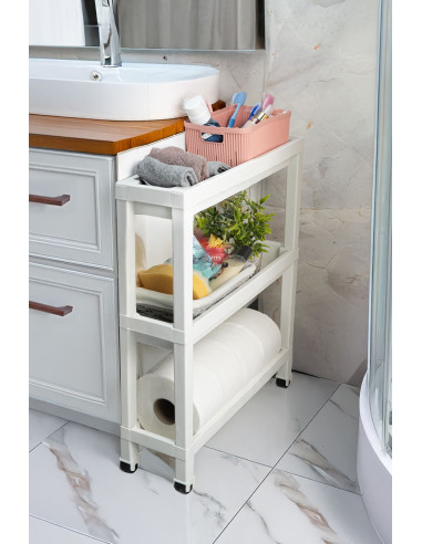 Carro Plástico Blanco 3 Niveles 37x24,5x65,7cm - Estante Living