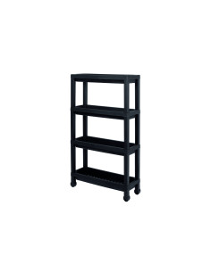 Carro plástico negro 4 niveles 37x24,5x92,3cm