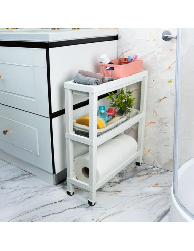 Carro Plástico Blanco 3 Niveles 37x24,5x65,7cm - Estante Living