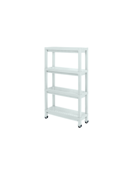 Carro plástico blanco 4 niveles 37x24,5x92,3cm