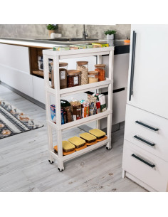 Carro plástico blanco 4 niveles 37x24,5x92,3cm 2