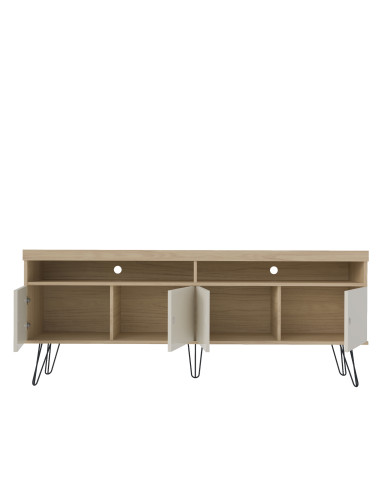 Rack TV Liberty Café-Blanco: Diseño Vintage y Funcionalidad