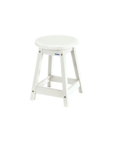 Taburete bajo cuerina blanco