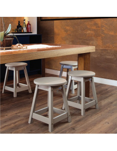 Taburete bajo cuerina gris 2