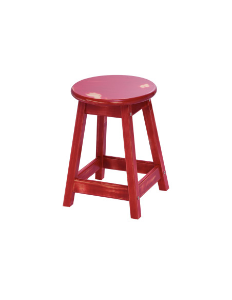 Taburete bajo rústico rojo