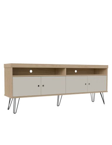 Rack TV Liberty Café-Blanco: Diseño Vintage y Funcionalidad