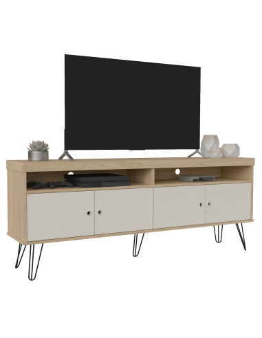 Rack TV Liberty Café-Blanco: Diseño Vintage y Funcionalidad