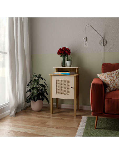 Mesa de apoyo Charlotte roble-blanco