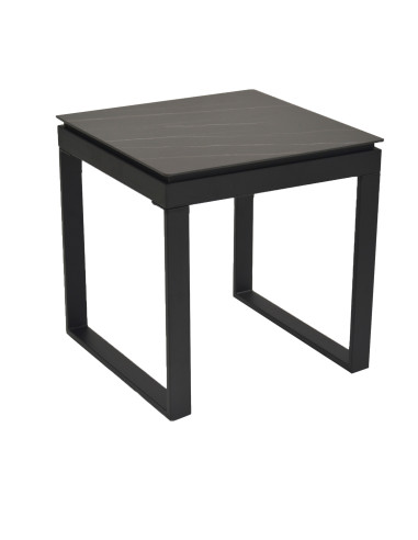 Mesa Lateral Cloonee - Mesa Auxiliar Moderna de Piedra y Metal