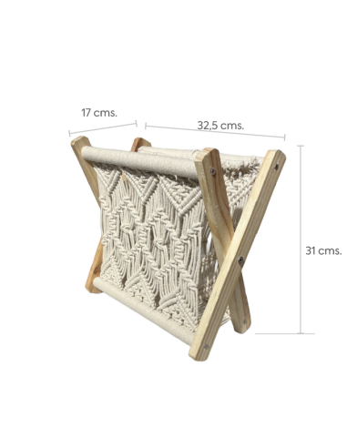 Porta Revistas Macrame 33x33x28cm - Mueble Decorativo Living