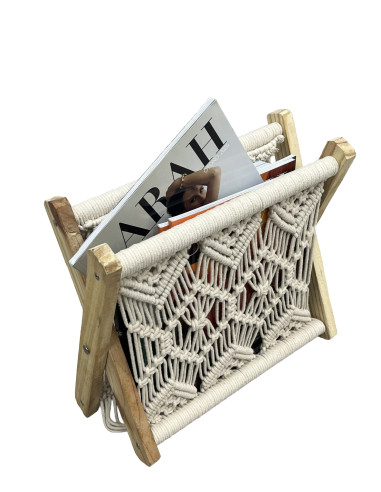 Porta Revistas Macrame 33x33x28cm - Mueble Decorativo Living