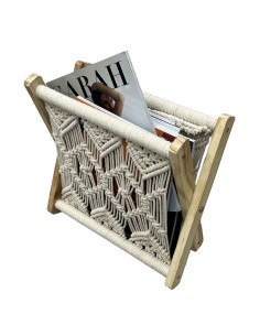 Porta Revistas Macrame 33x33x28cm - Mueble Decorativo Living 2