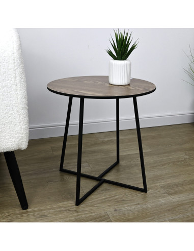 Mesa Lateral Chuck 40x40x40 cm Metal/MDF - Estilo Moderno