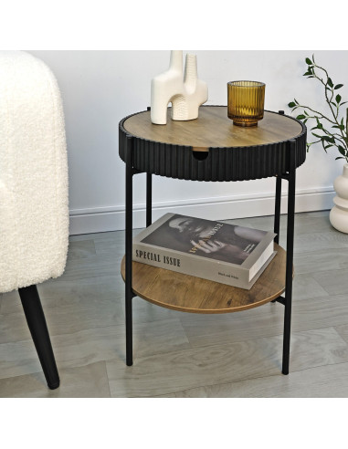 Mesa Lateral Buckley de Metal y Madera - Estilo Moderno