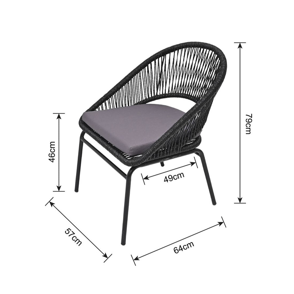 Juego balcon 3pcs Oslo negro