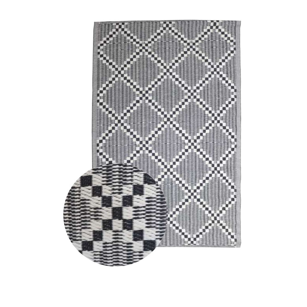 Alfombra exterior PP 180x270cm Negro/Beige