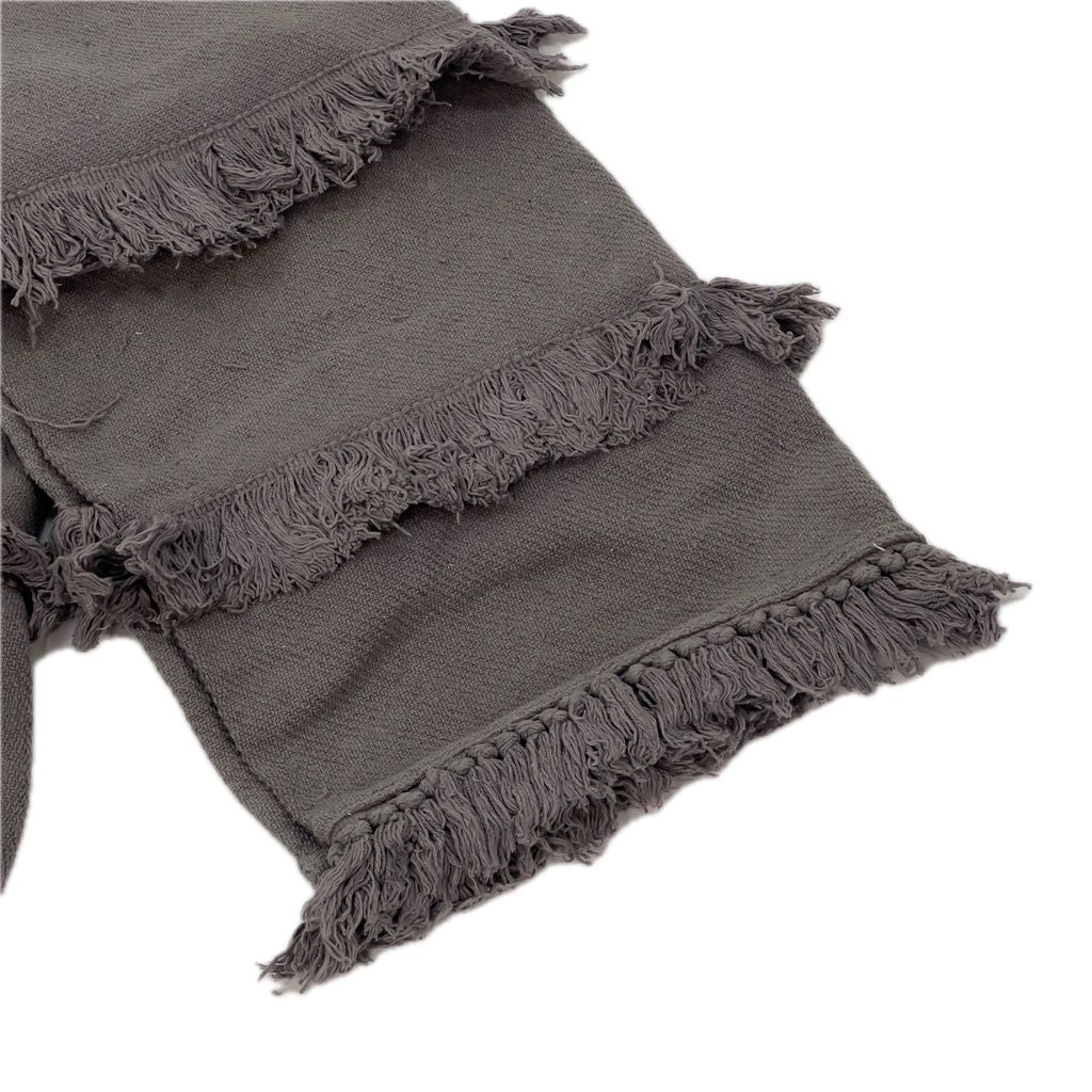 Manta 130x170cm algodón gris con flecos