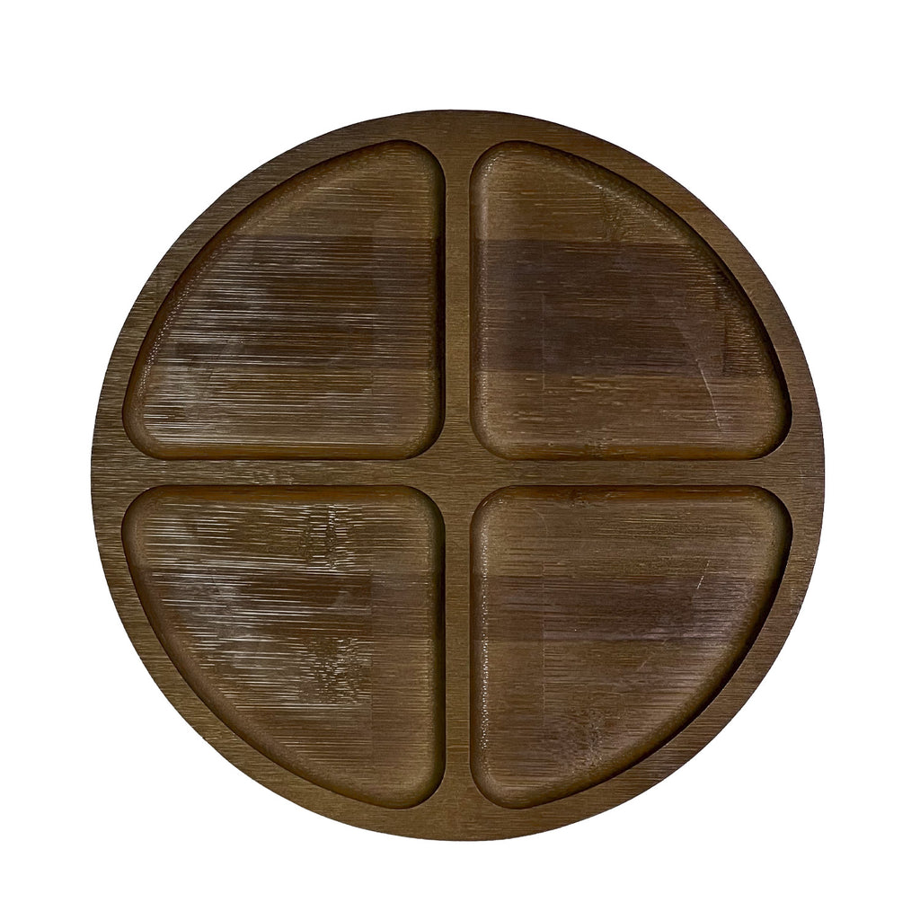 Plato picoteo acacia 4 divisiones 24,5cm