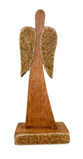 Angel de madera con mostacillas 21,5cm
