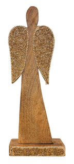 Angel de madera con mostacillas 27cm