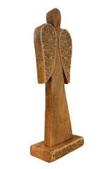 Angel de madera con mostacillas 27cm