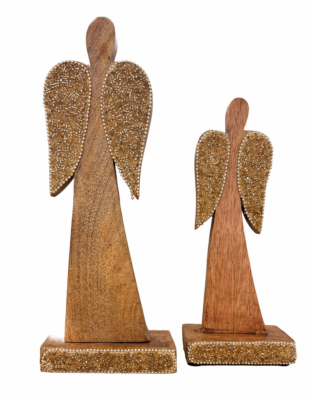 Angel de madera con mostacillas 27cm