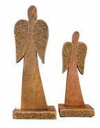 Angel de madera con mostacillas 27cm