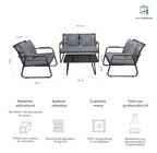 Juego living terraza Macos 2-1-1 gris