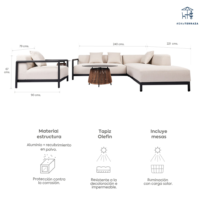 Juego living terraza Oasis 4 pzas