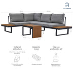 Juego living terraza seccional Anto + mesa