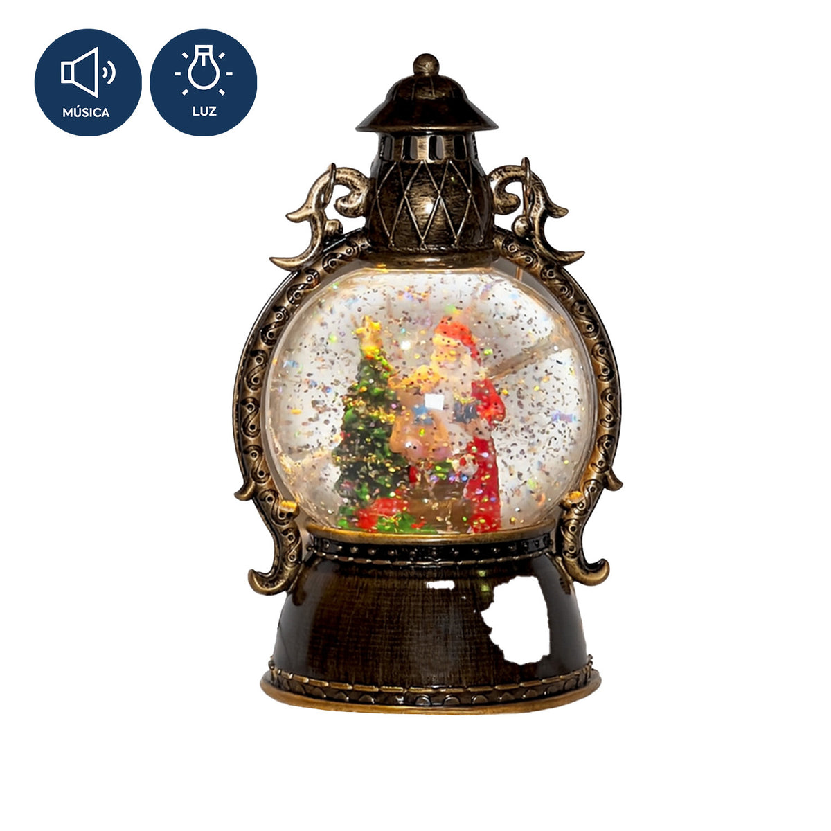 Farol navidad con luz y sonido 21cm