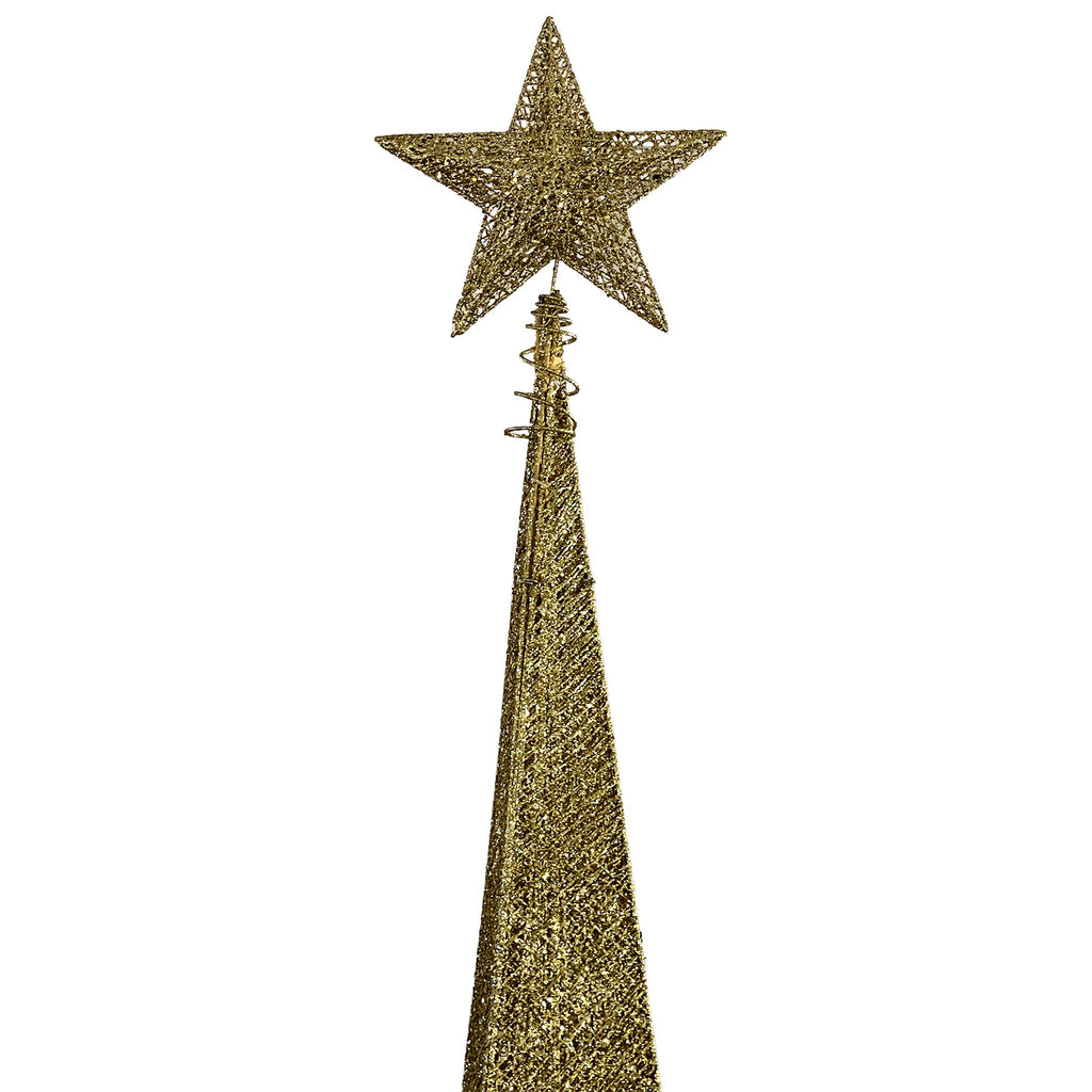 Figura navideña 180cm 100 luces LED árbol triangular dorado