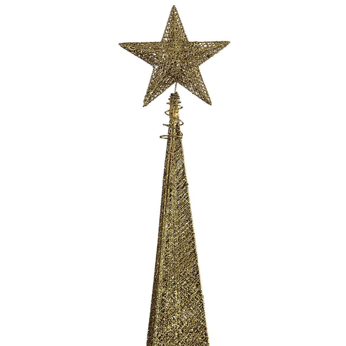 Figura navideña 150cm 60 luces LED árbol triangular dorado