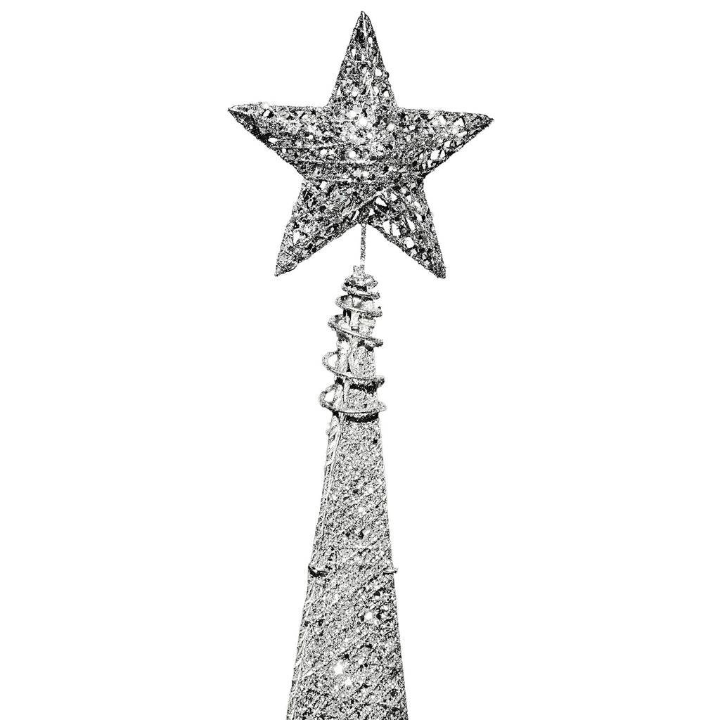 Figura navideña 150cm 60 luces LED árbol triangular plateado
