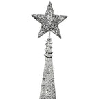 Figura navideña 150cm 60 luces LED árbol triangular plateado