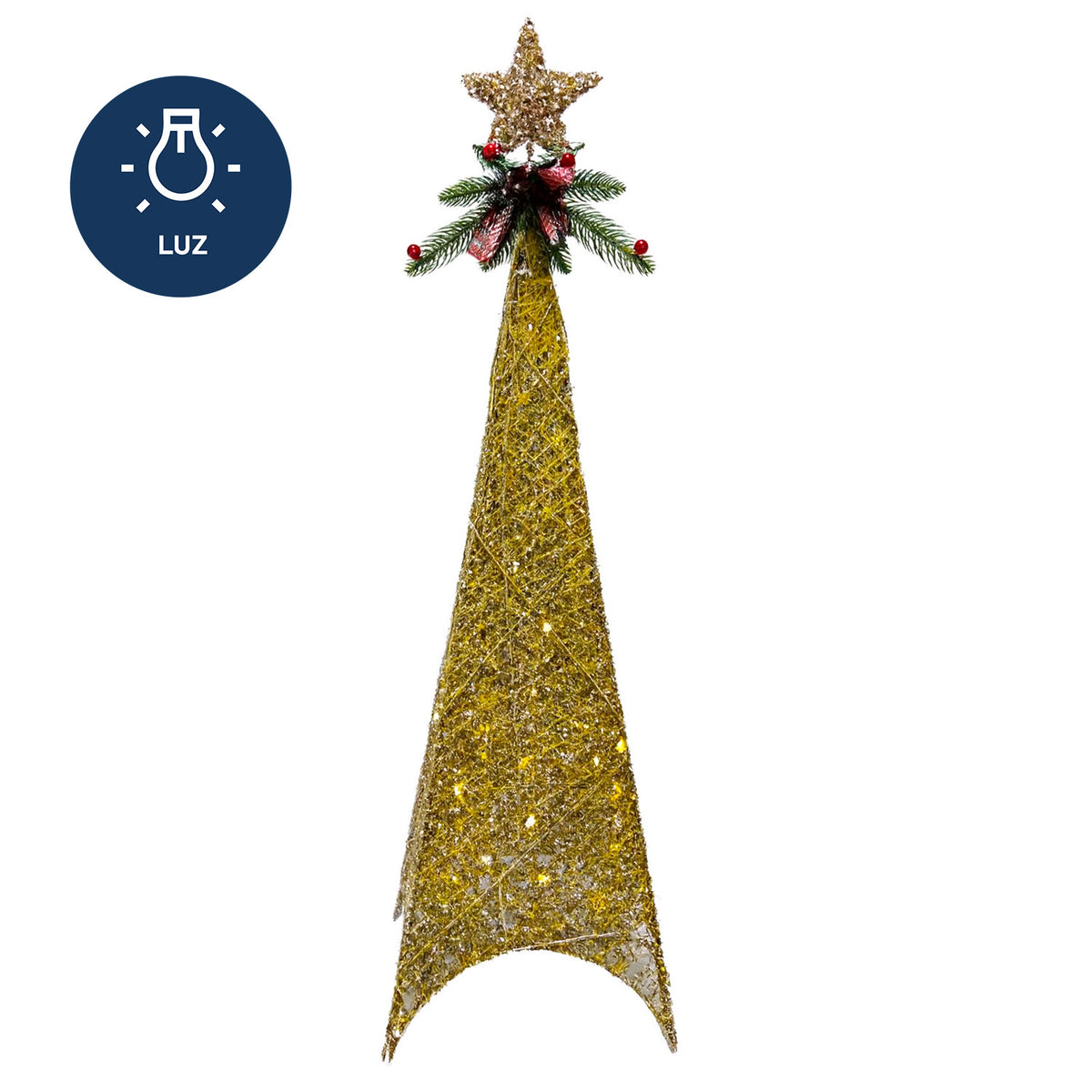 Figura navideña 120cm 60 luces LED árbol cuadrado champán