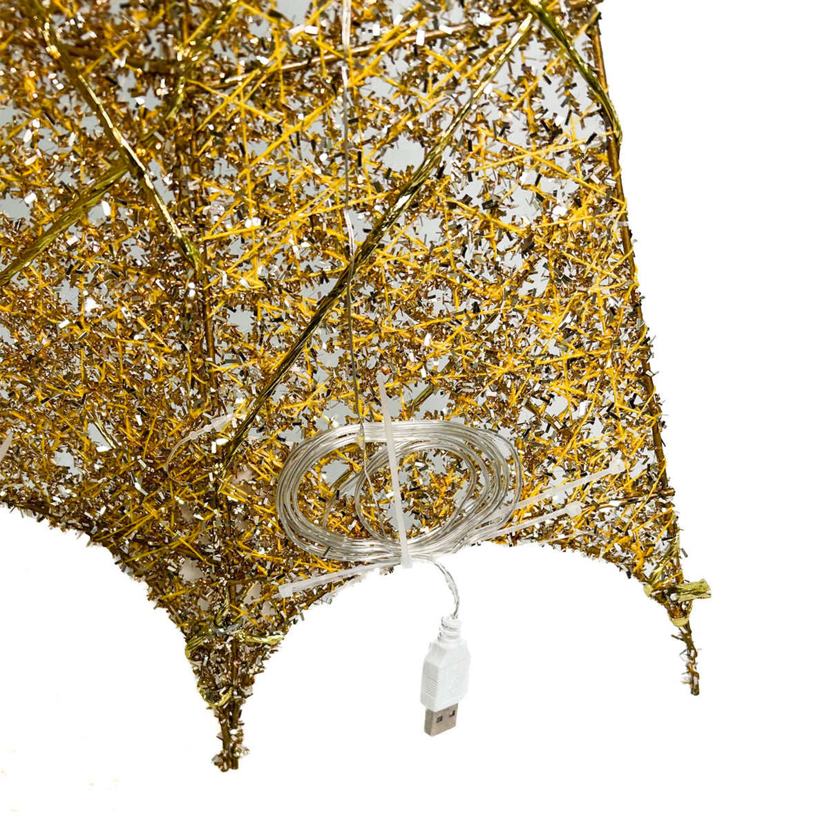 Figura navideña 90cm 30 luces LED árbol cuadrado champán